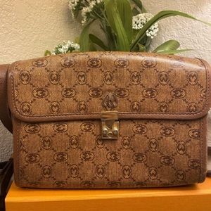Morabito Brown Vintage Paris Monogram Crossbody/Shoulder Bag